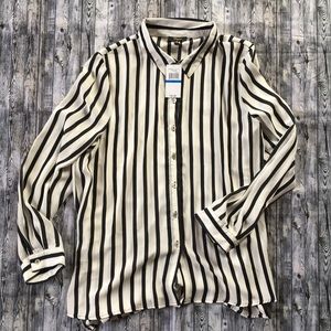 🖤 Cupio Striped Button-Up Blouse